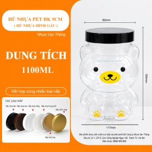 Hũ nhựa Pet ĐK 89mm - LỌ GẤU 1100ML