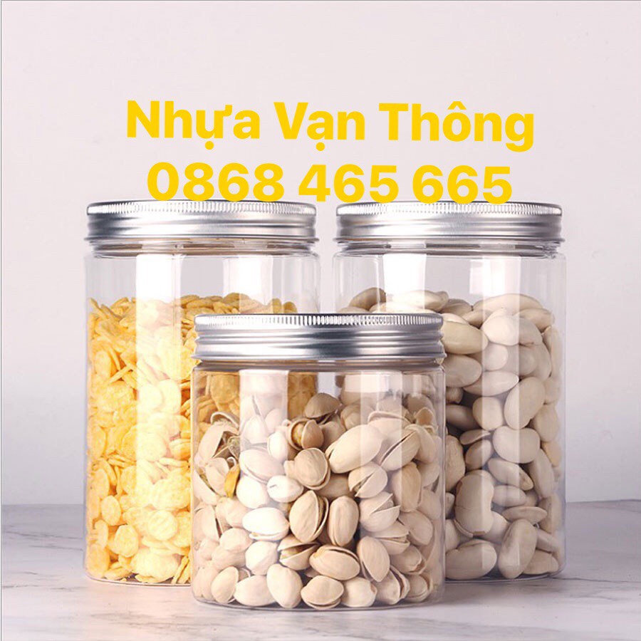 HŨ PET NẮP VẶN 500ML NẮP NHÔM TRẮNG HŨ NHỰA PET NẮP NHÔM ( NHỰA )VẶN ĐK 89 500ML
