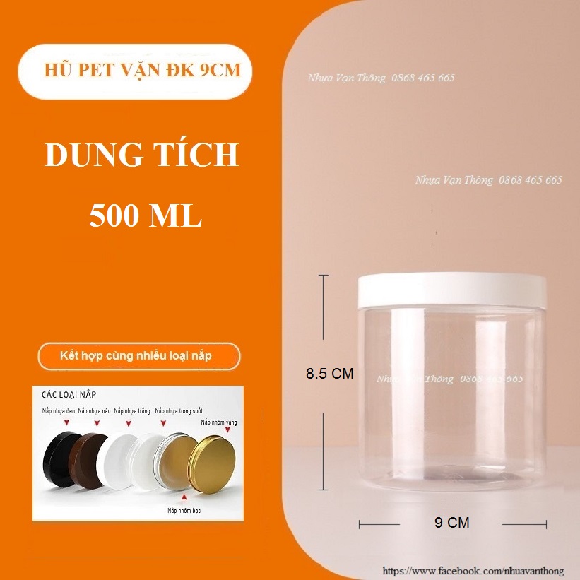HŨ PET NẮP VẶN ĐK 89 – DUNG TÍCH 500ml