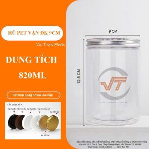 HŨ NHỰA PET NẮP NHÔM (NHỰA) VẶN ĐK 89 820ML