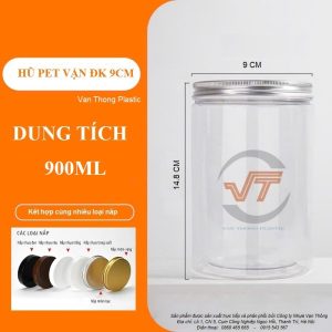 HŨ NHỰA PET NẮP NHÔM (NHỰA) VẶN ĐK 89 900ML
