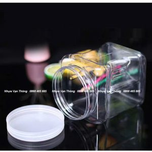 HŨ NHỰA PET NẮP NHÔM (NHỰA) VẶN ĐK 89 - LỌ VUÔNG 1000ML