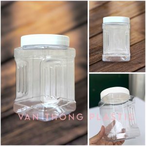 HŨ NHỰA PET NẮP NHÔM (NHỰA) VẶN ĐK 89 - LỌ VUÔNG 1000ML