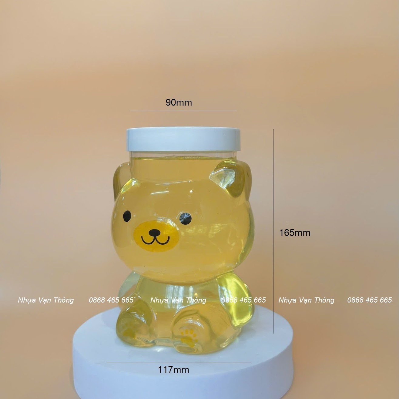 HŨ NHỰA PET NẮP NHÔM (NHỰA) VẶN ĐK 89 - LỌ GẤU 1100ML