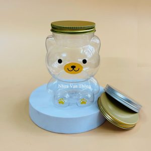 HŨ NHỰA PET NẮP NHÔM (NHỰA) VẶN ĐK 89 - LỌ GẤU 1100ML