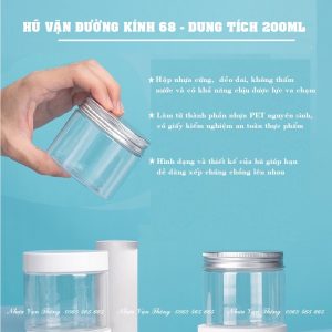 HŨ NHỰA PET NẮP NHÔM (NHỰ ) VẶN ĐK 68 - 200ML