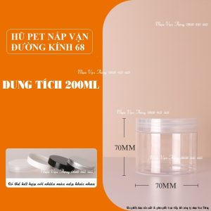 HŨ NHỰA PET NẮP NHÔM (NHỰ ) VẶN ĐK 68 - 200ML