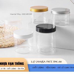 HŨ NHỰA PET NẮP NHÔM (NHỰA) VẶN ĐK 68 - 350ML