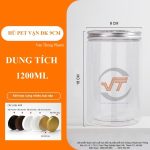 HŨ NHỰA PET NẮP NHÔM (NHỰA) VẶN ĐK 89 1200ML