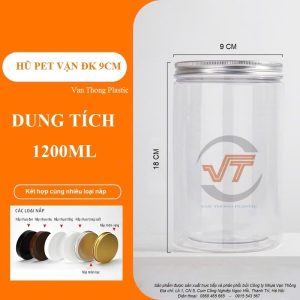 HŨ NHỰA PET NẮP NHÔM (NHỰA) VẶN ĐK 89 1200ML