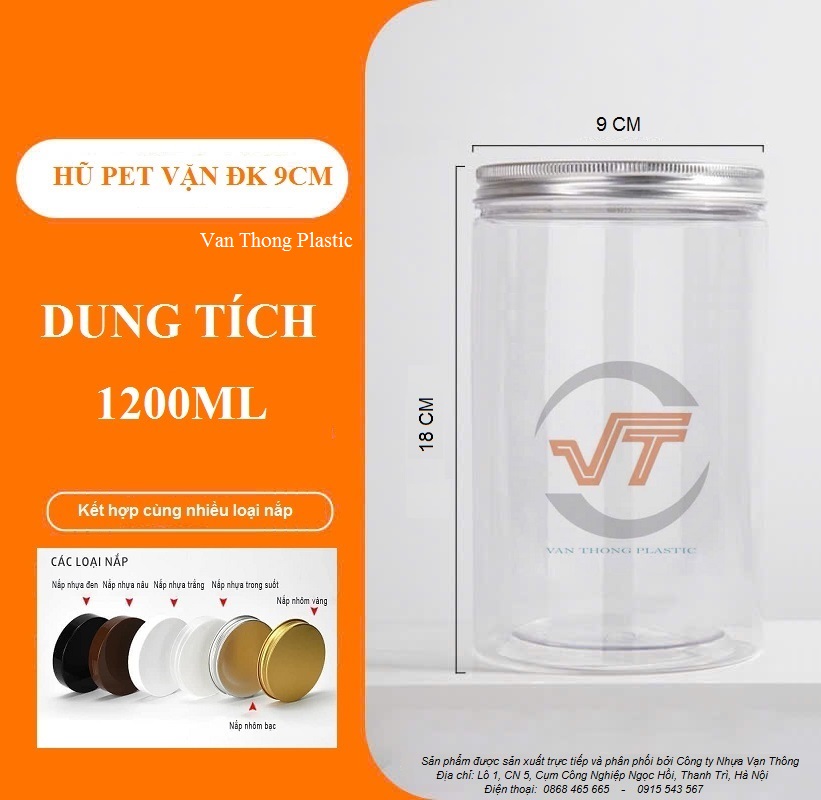 hu-pet-1200ml HŨ NHỰA PET NẮP NHÔM (NHỰA) VẶN ĐK 89 1200ML