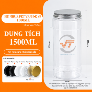 Hũ nhựa Pet ĐK 89mm - 1500ML NGẤN