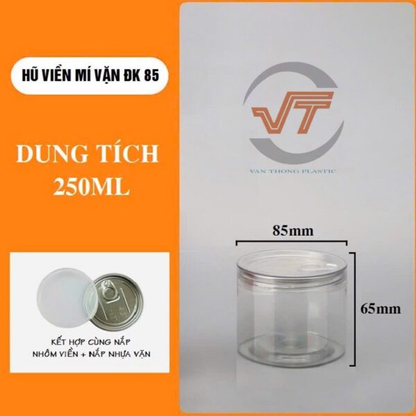 Hũ nhựa PET viền mí vặn 250ml