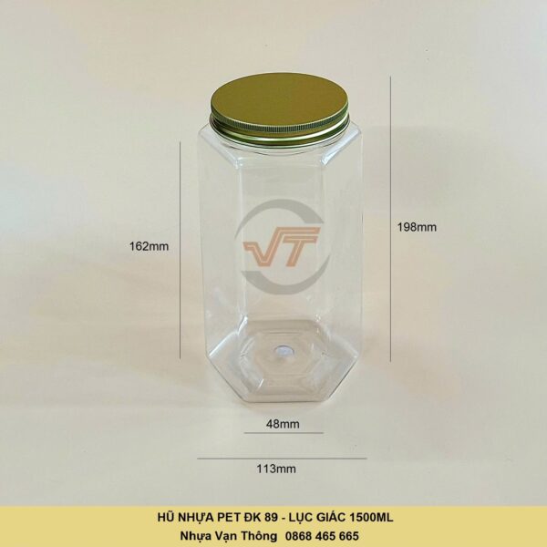 LỌ NHỰA LỤC GIÁC 1500ML ĐỰNG THỰC PHẨM