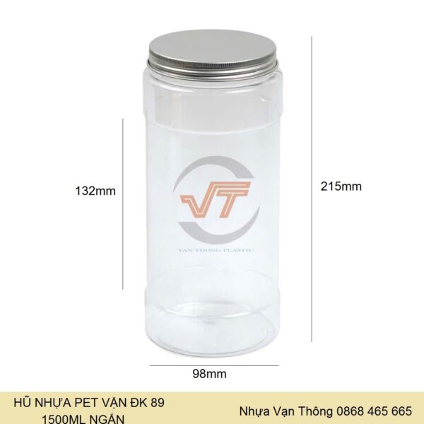 HŨ NHỰA 1500ML NGẤN NẮP NHỰA