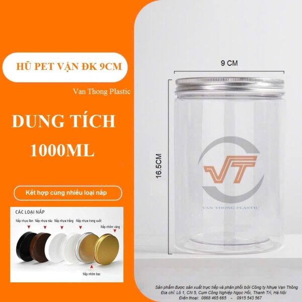 HŨ NHỰA PET 1000ML HŨ ĐỰNG HẠT 500G