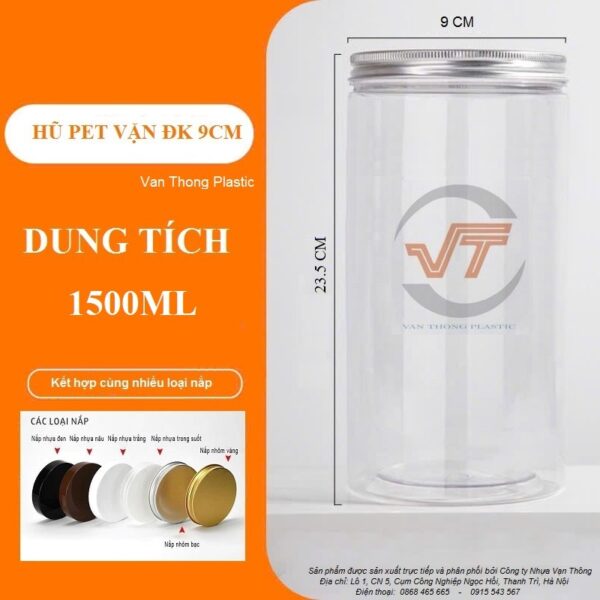 HŨ NHỰA PET 1500ML NẮP NHỰA VẶN