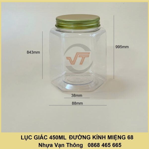 HŨ LỤC GIÁC DUNG TÍCH 450ML