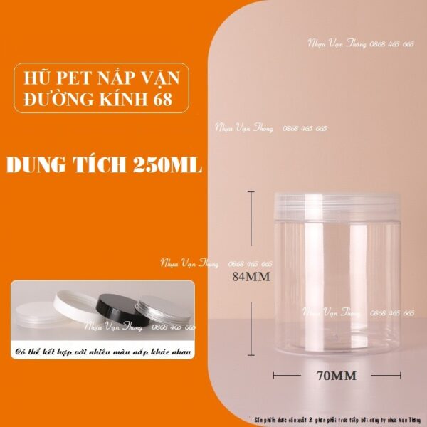 HŨ NHỰA PET 250ML NẮP NHÔM HỒNG