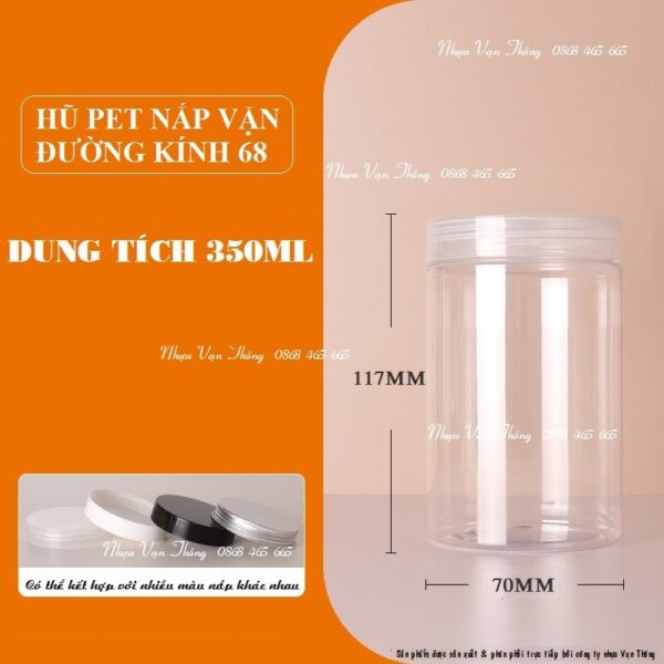 HŨ NHỰA PET 350ml NẮP NHỰA TRONG