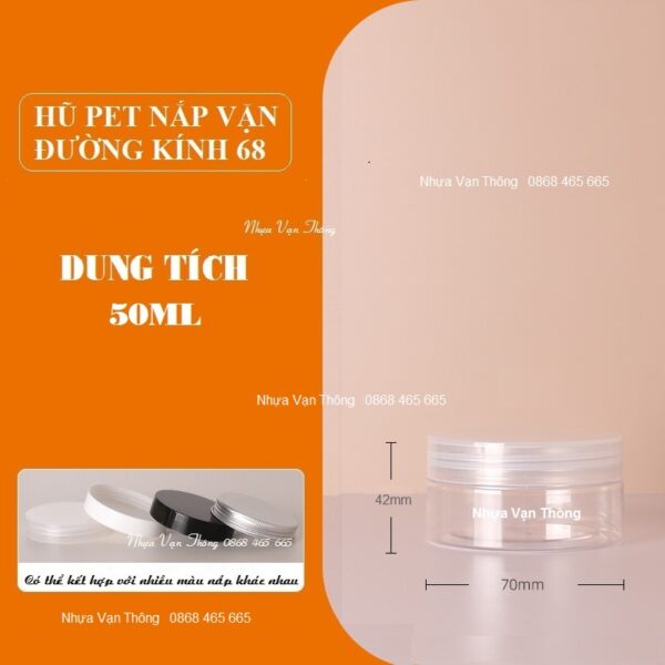 LỌ NHỰA PET 50ML NẮP NHÔM