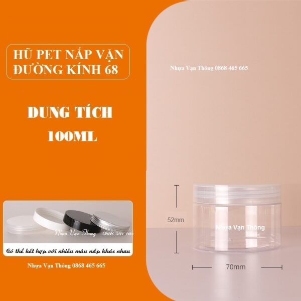 LỌ NHỰA PET 100ML NẮP NHỰA