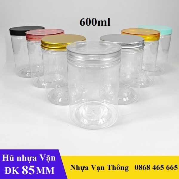HŨ NHỰA PET 600ML ĐƯỜNG KÍNH 85MM