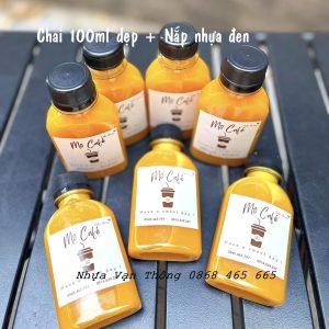 Chai nhựa Pet Vuông dẹt dung tích 100ml đựng cà phê muối