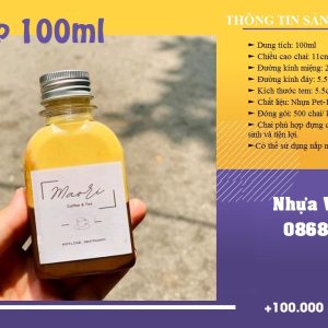 Chai nhựa Pet Vuông dẹt dung tích 100ml đựng cà phê muối