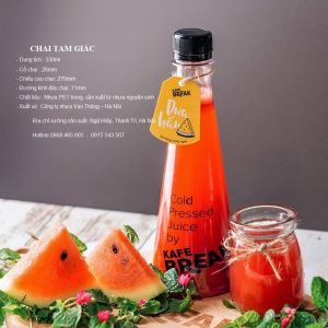 Chai nhựa Pet 330ml hình tháp ( Chai tam giác ) đựng nước ép trái cây