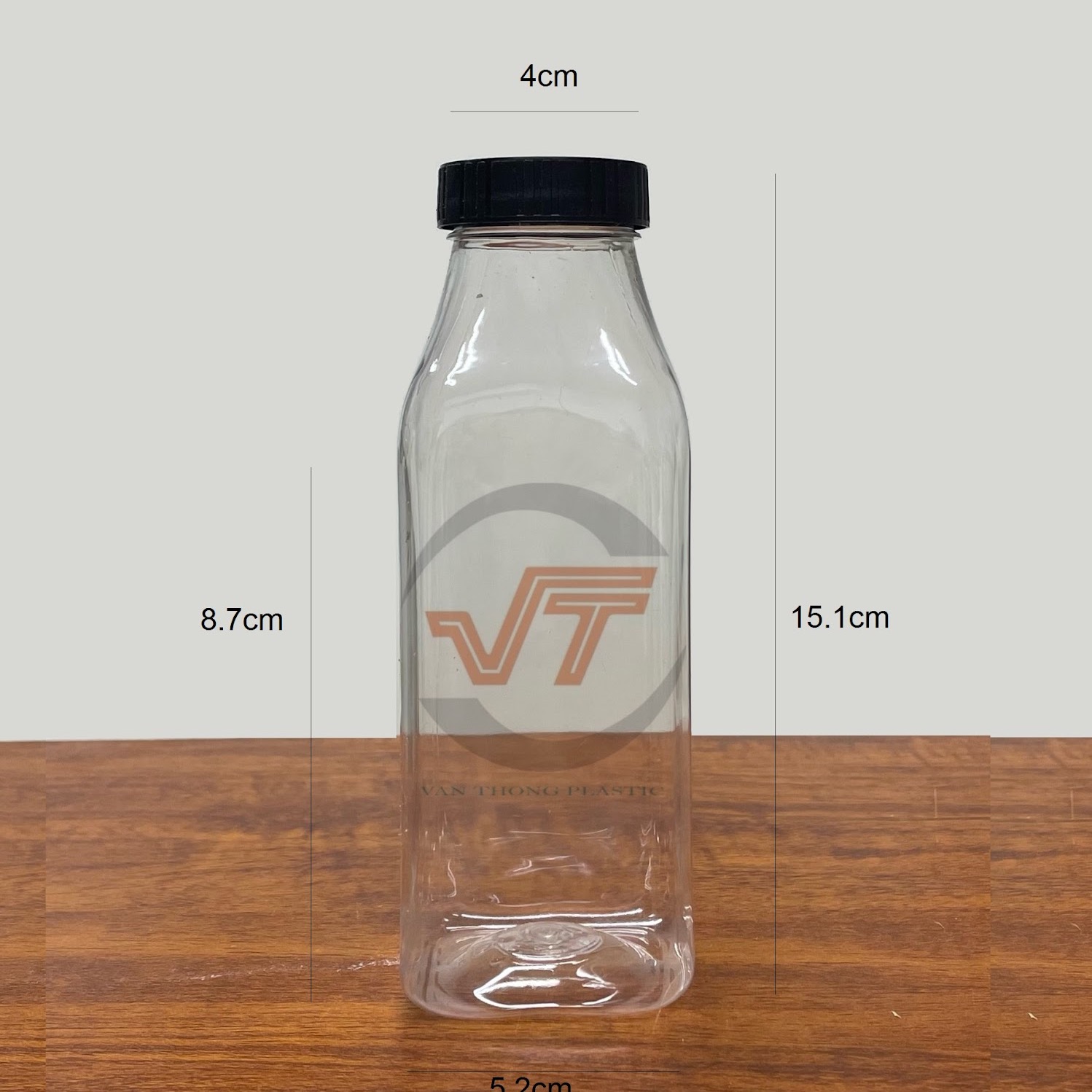 Chai Vuông Vát miệng rộng 330ml