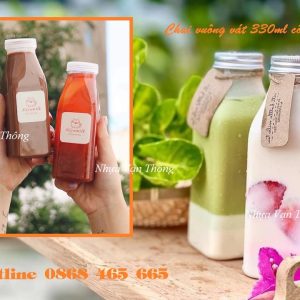 Chai Vuông Vát miệng rộng 330ml