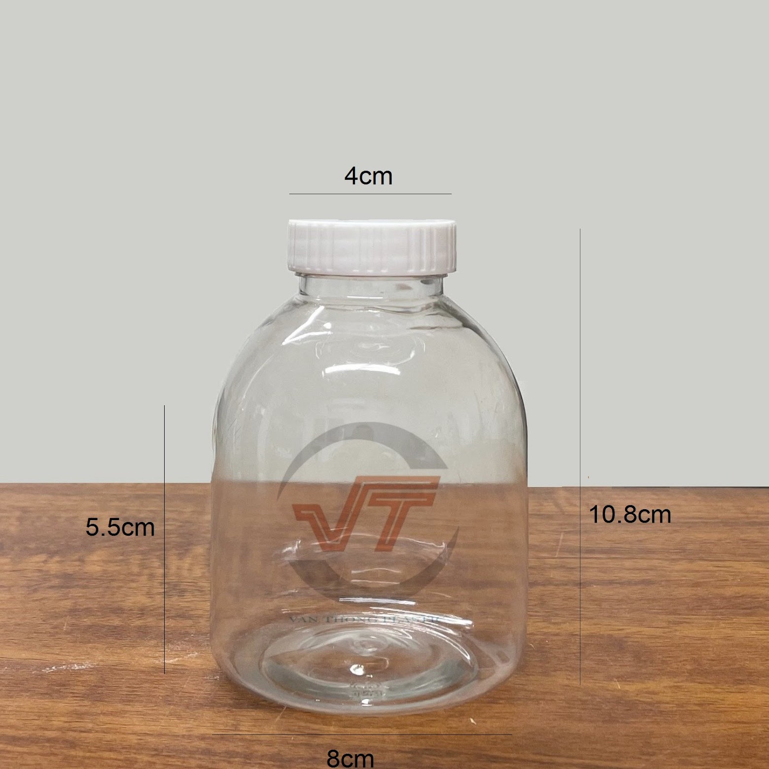 chai28237_0 Chai nhựa PET trong 300ml tròn lùn miệng rộng