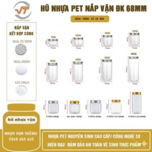 HŨ NHỰA PET ĐƯỜNG KÍNH 70MM