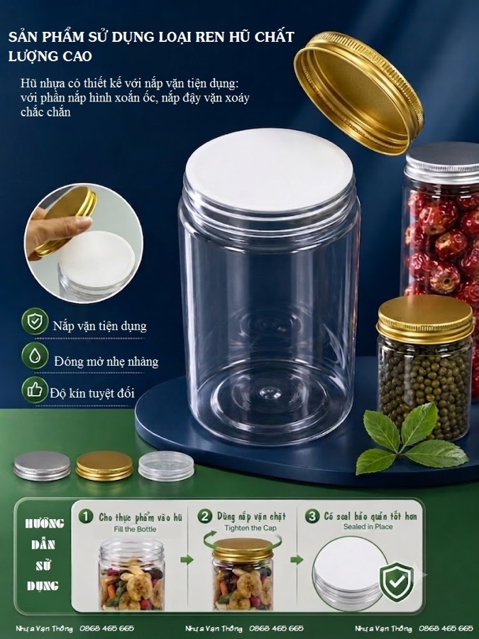 Hũ nhựa PET nắp vặn Vạn Thông – hình 3
