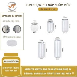 LON NHỰA PET VIỀN MÁY ĐK 55MM