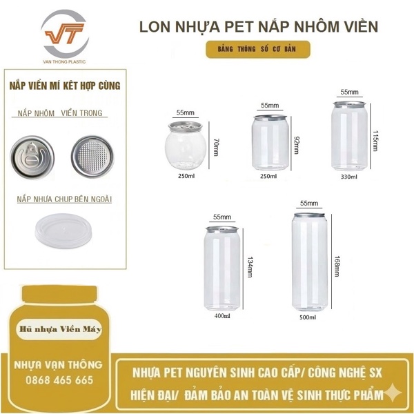 LON NHỰA PET VIỀN MÁY ĐK 55MM LON NHỰA PET VIỀN MÁY ĐK 55MM