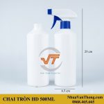 Chai Nhựa 500ml Đựng Hóa Chất – Thiết Kế Tròn Dài, Vai Vát - Ảnh 4