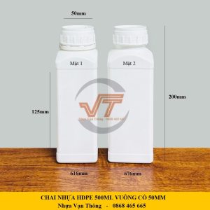 Chai nhựa Vuông 500ml đựng hóa chất
