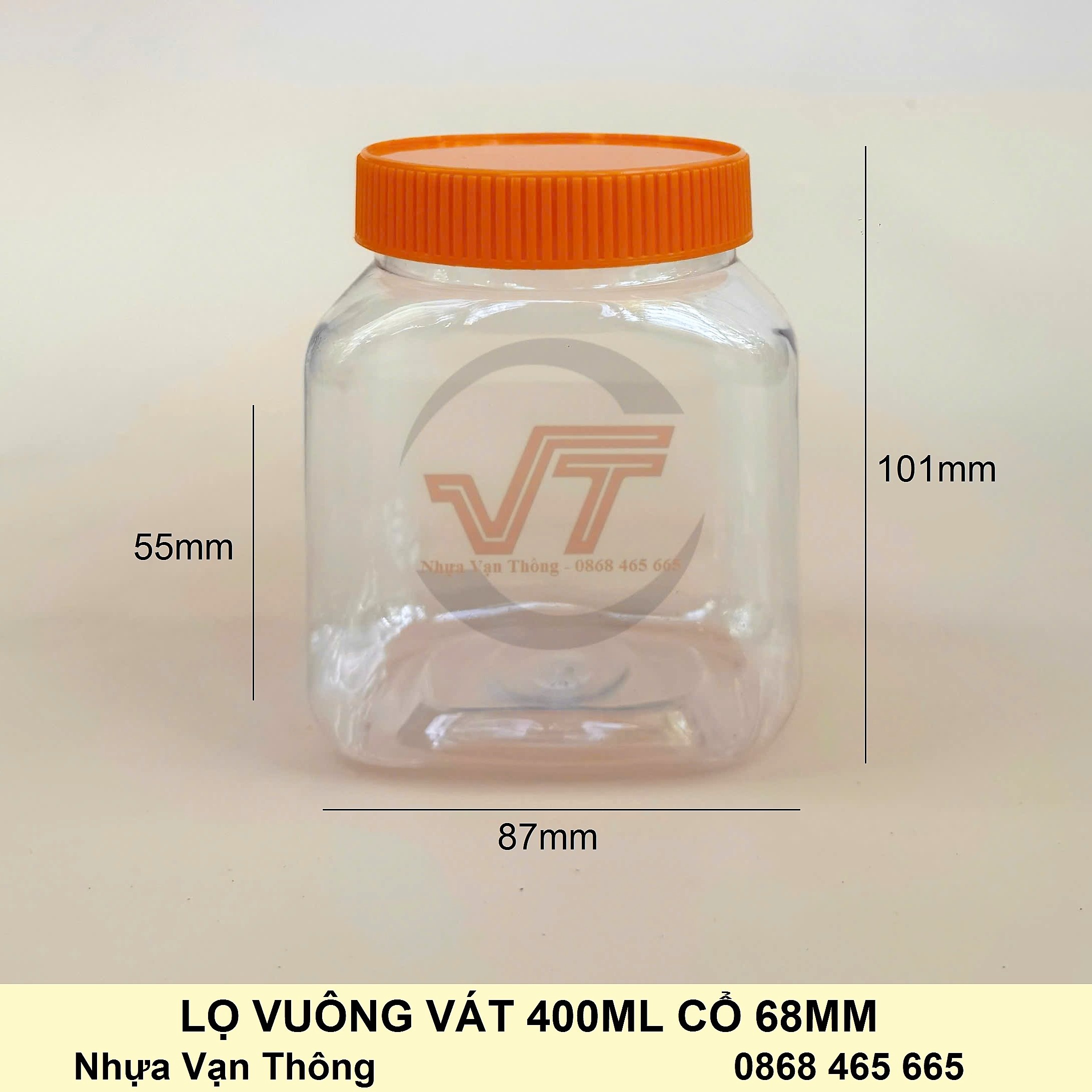 lo-nhua-vuong-vat-400ml Lọ nhựa vuông vát đựng omai - Ảnh 1