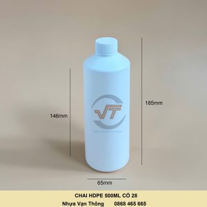 Chai Nhựa 500ml Đựng Hóa Chất – Thiết Kế Tròn Dài, Vai Vát